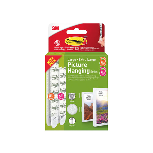 Command Picture Hanging Strips Large Extra Large White – (Pack of 24)