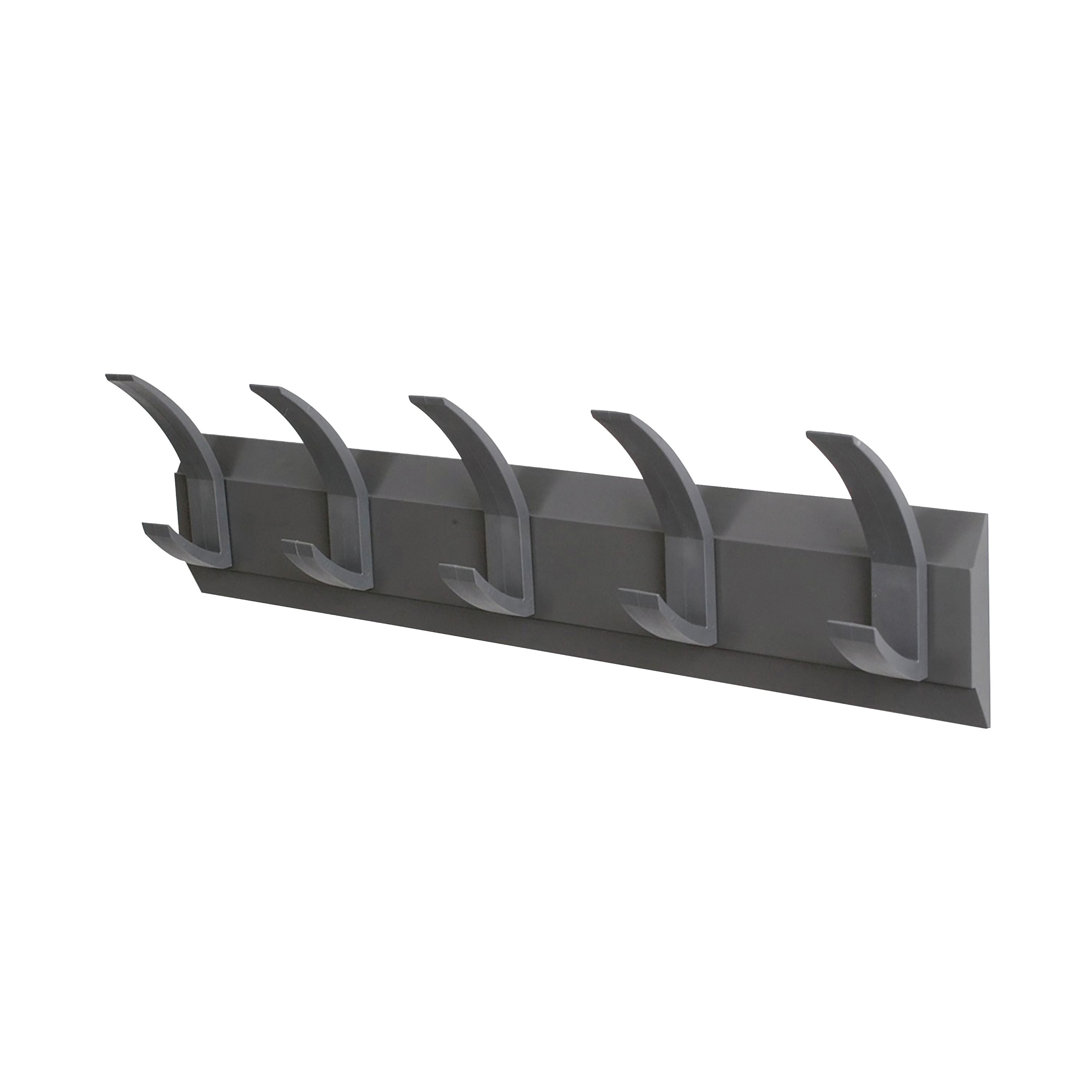Acorn Wall Mounted Coat Rack With 5 Hooks 610x57x1200mm Grey 319875