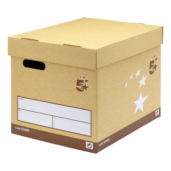 5 Star Superstrong Archive Storage Box/Lid Self-assembly 313x415x326mm Sand  (Pack of 10)