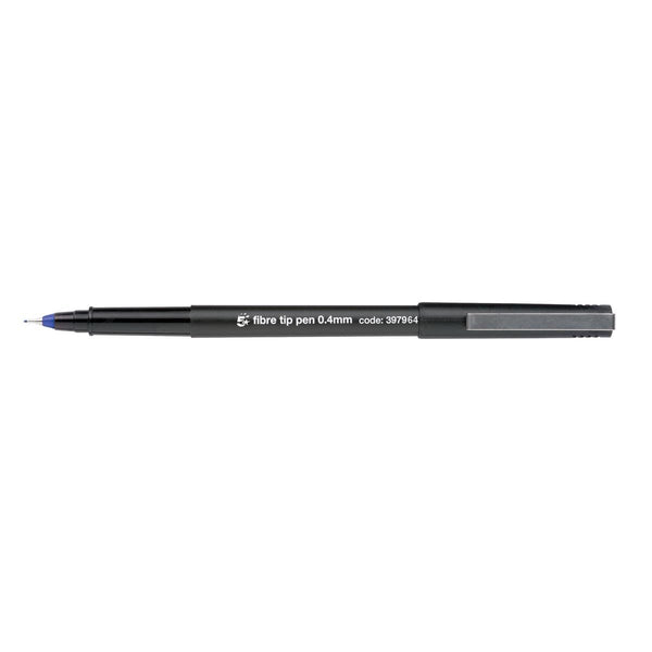 5 Star Office Fibre Tip Pen Medium 0.7mm Tip 0.4mm Line Blue - (Pack of 12)