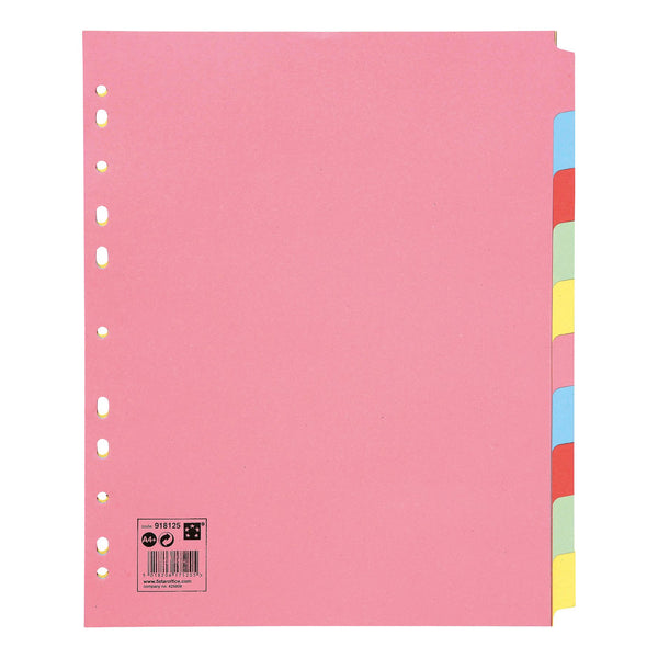 5 Star Office Subject Dividers 10-part Recycled Card Multipunched Extra Wide 155gsm A4 Assorted