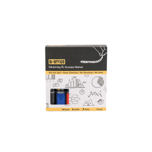 Bi-office Drywipe Marker Assorted Colours – (Pack of 12)