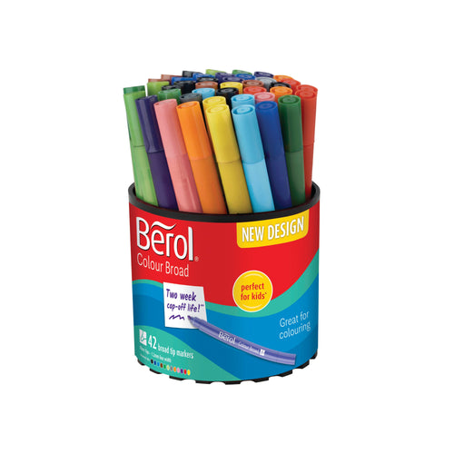 Berol Colour Broad Pen Water Based Ink Assorted – (Pack of 42)