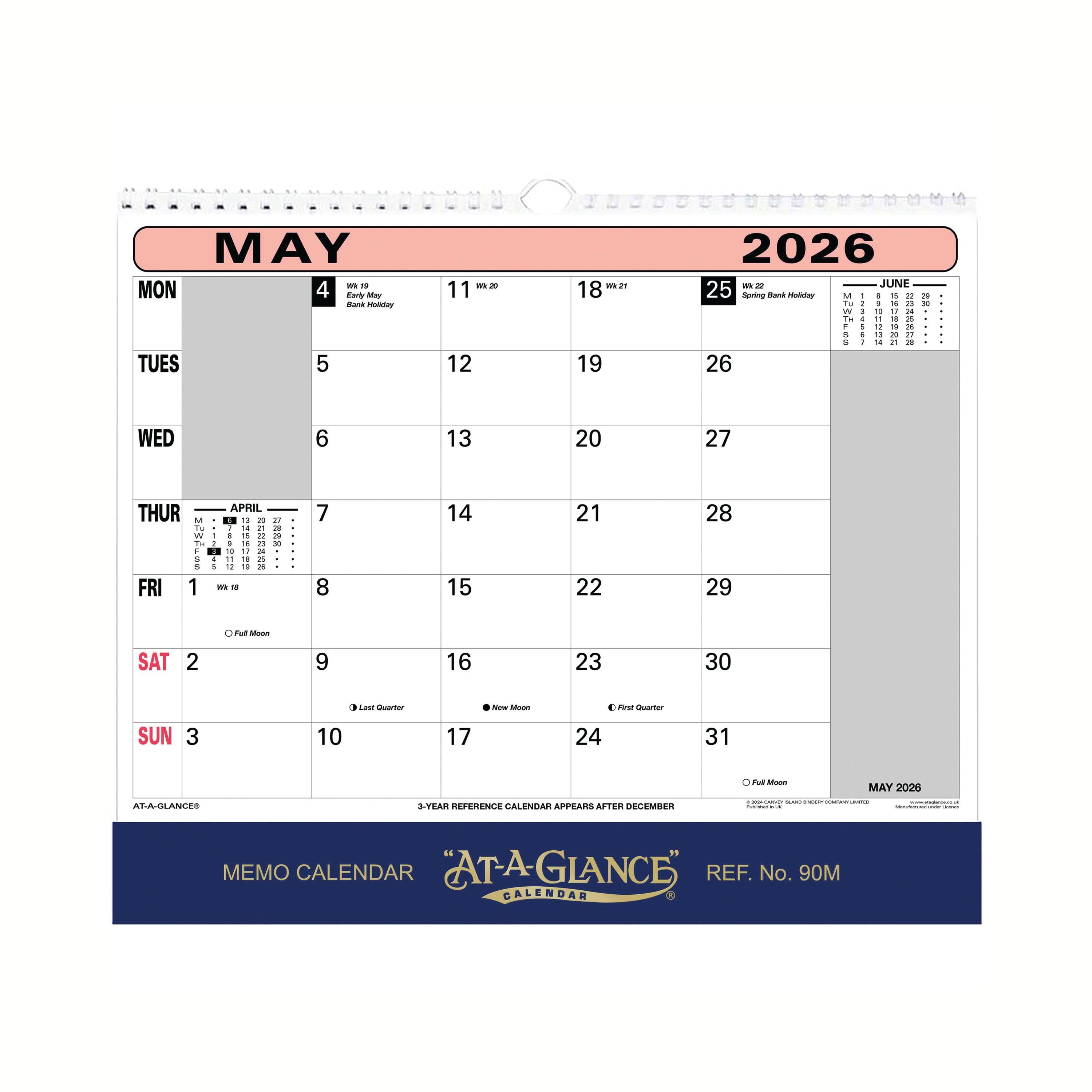 At-a-glance Wall Calendar 2026 90m26