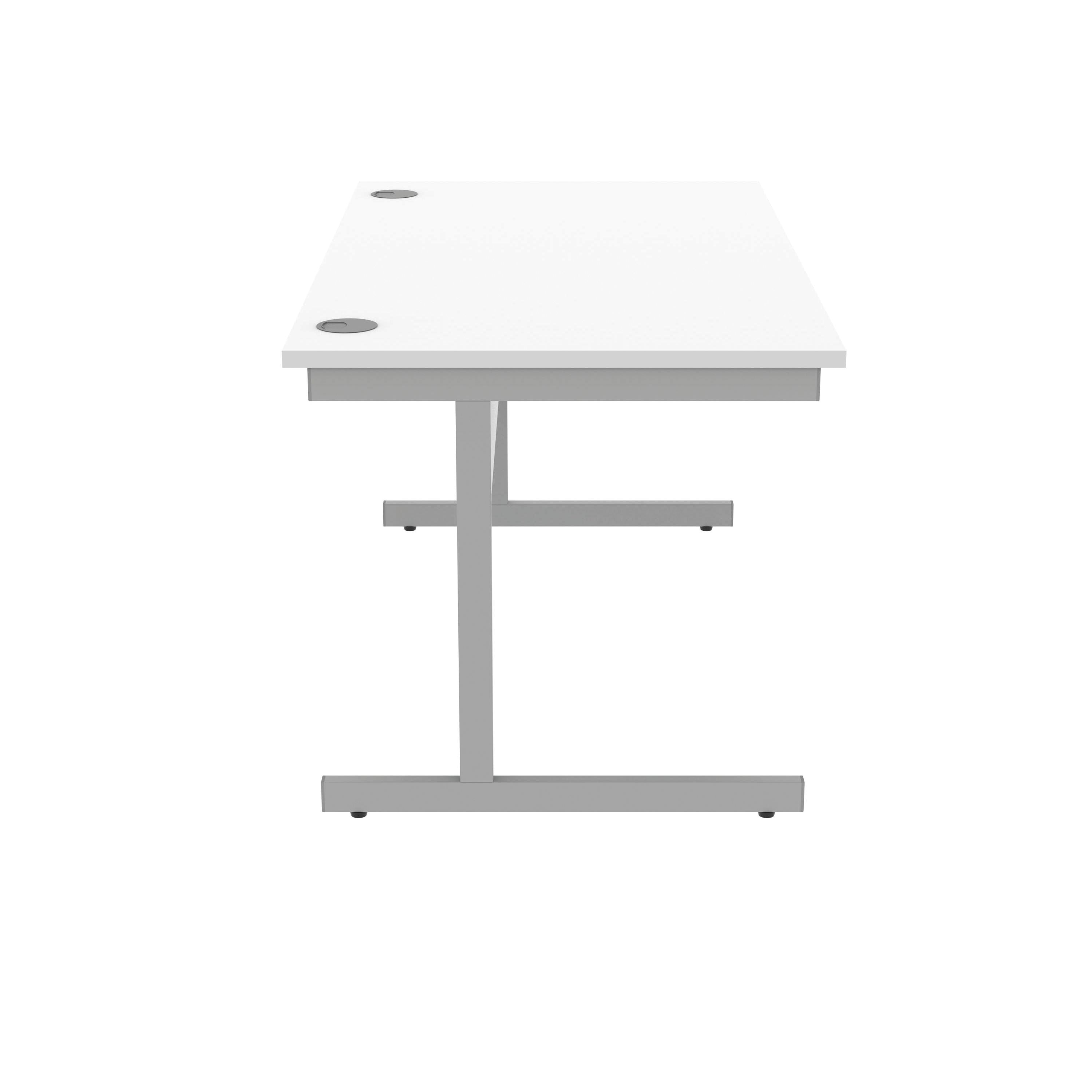 Astin Rectangular Single Upright Cantilever Desk 1400x800x730mm Arctic White/silver Kf803557