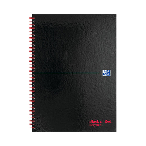 Black N Red Wirebound Recycled Ruled Hardback Notebook A4 – (Pack of 5)