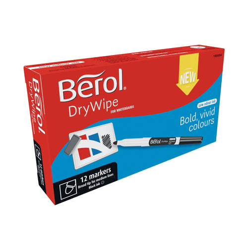 Berol Drywipe Marker Broad Black – (Pack of 12)