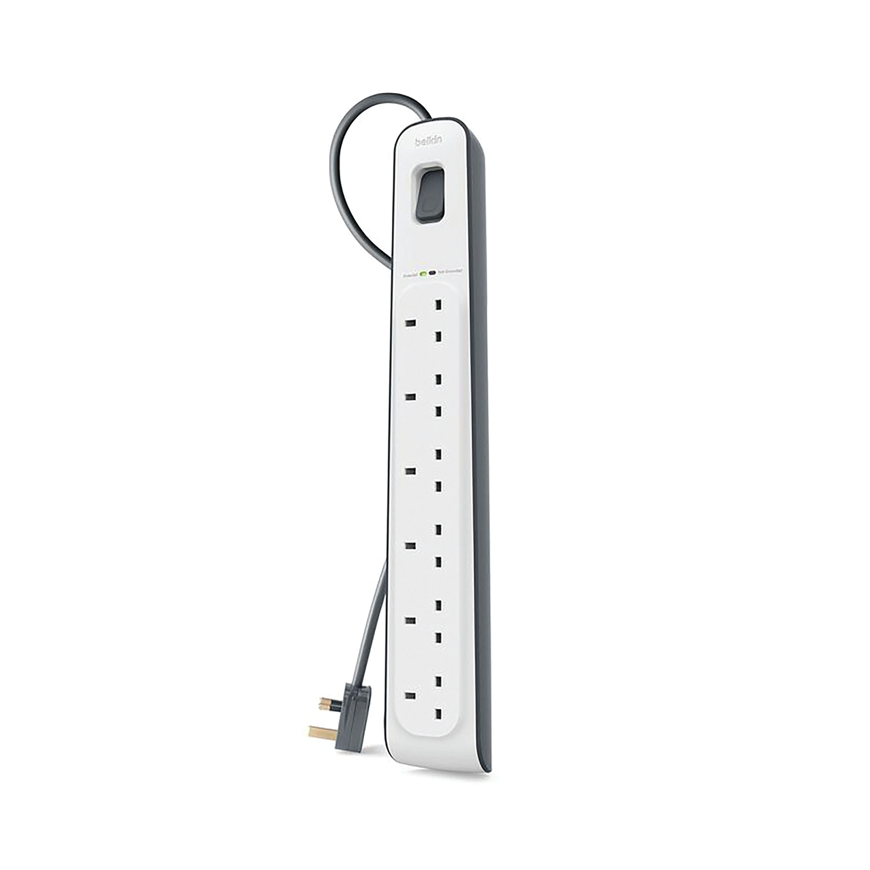 Belkin Surge Protector Extension Lead 6 Sockets 2m White Bsv603af2m