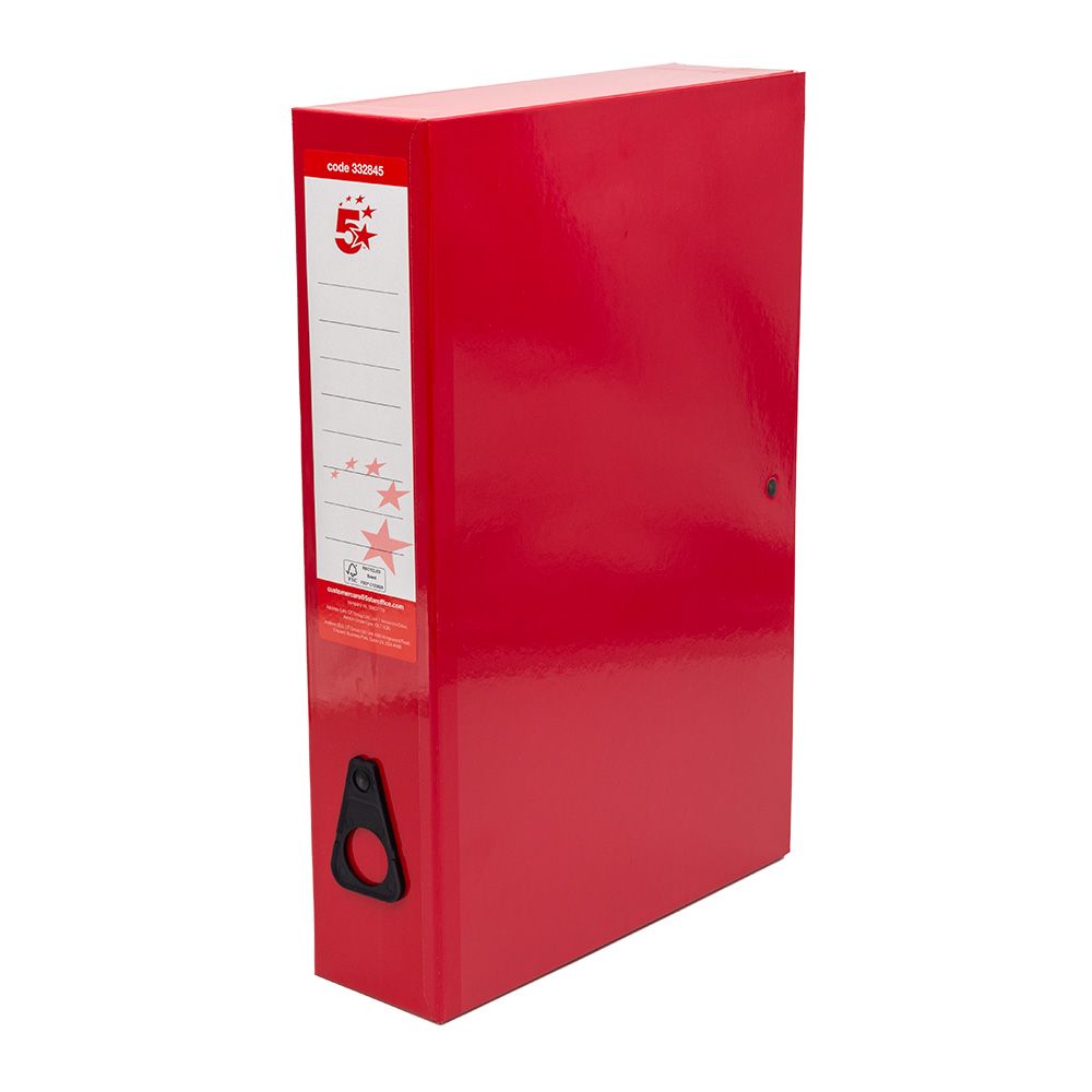 5 Star Office Box File Foolscap Red – (Pack of 5)