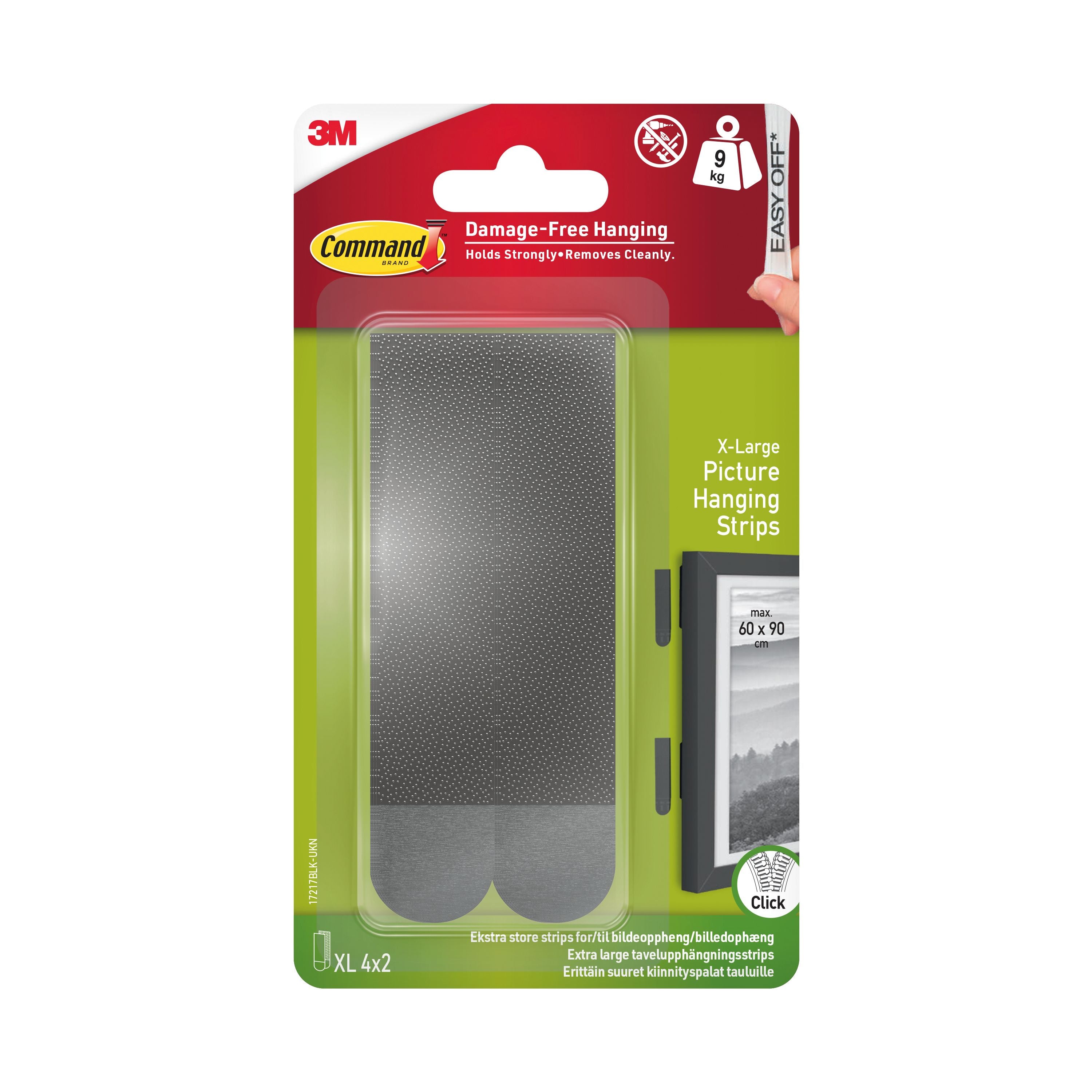 Command Picture Hanging Strips Heavyweight XL Black – (Pack of 8)