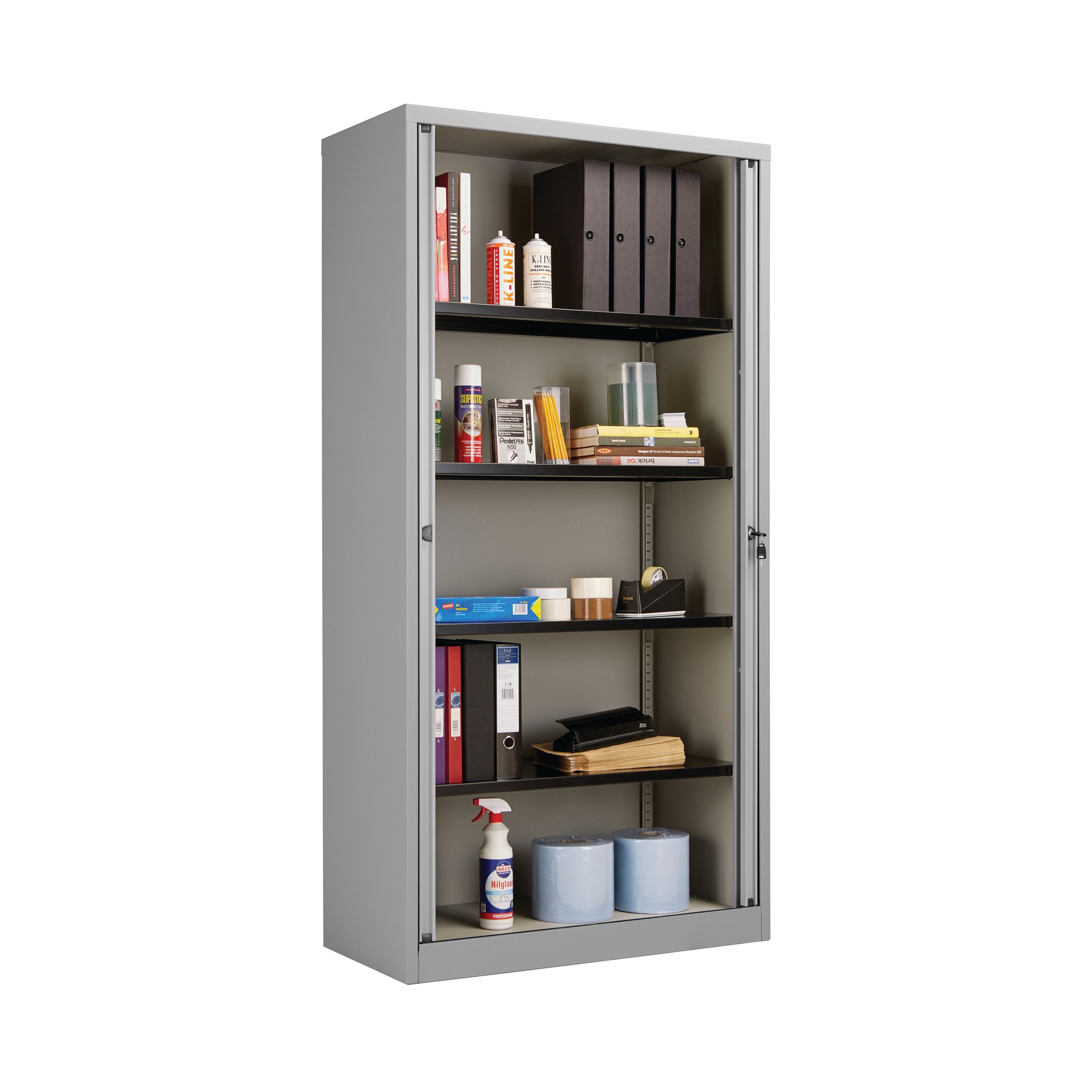 Bisley Tambour Unit 1000x470x1985mm Grey Shelves Not Included By74774