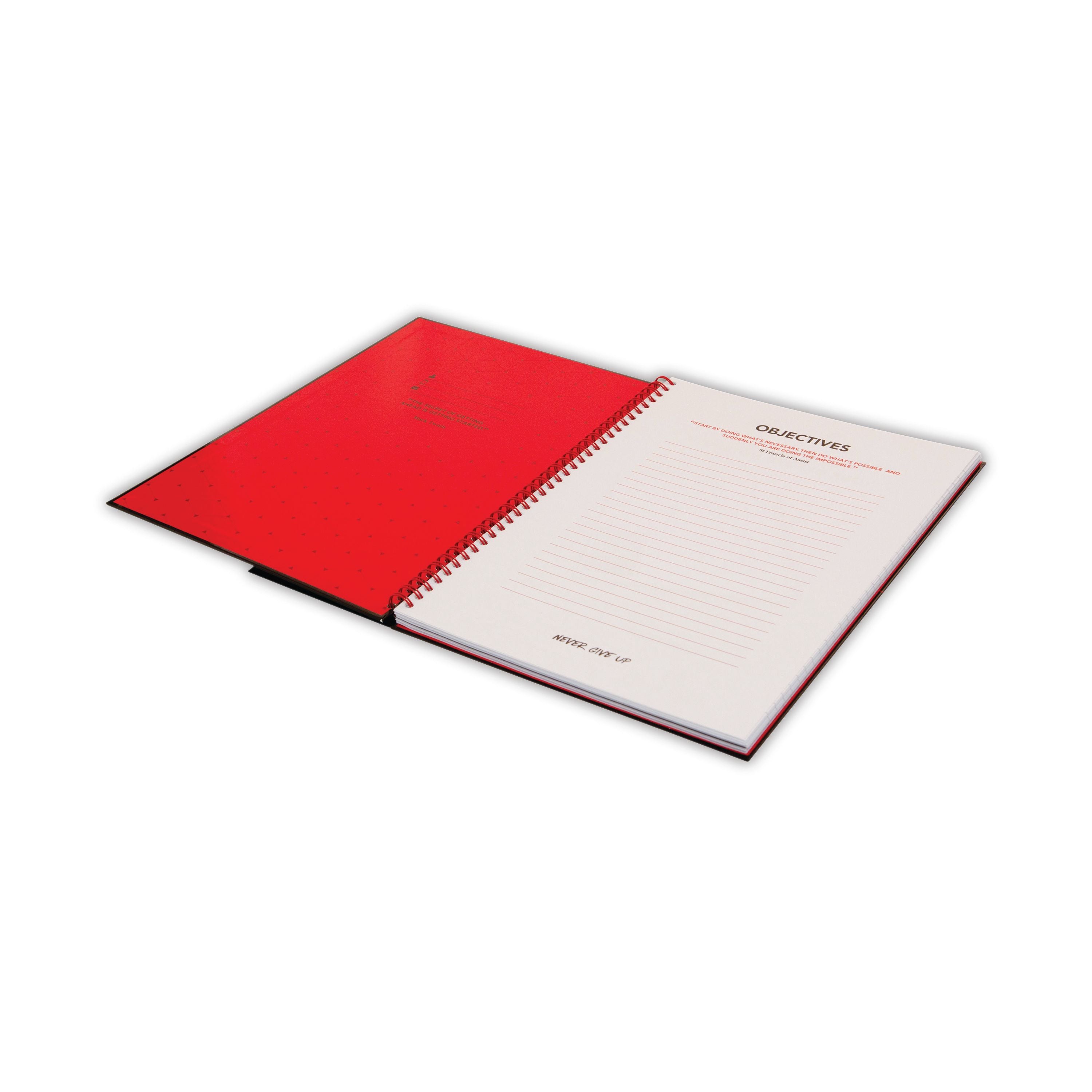 Black N Red Wirebound Ruled Perforated Hardback Notebook A5 – (Pack of 5)