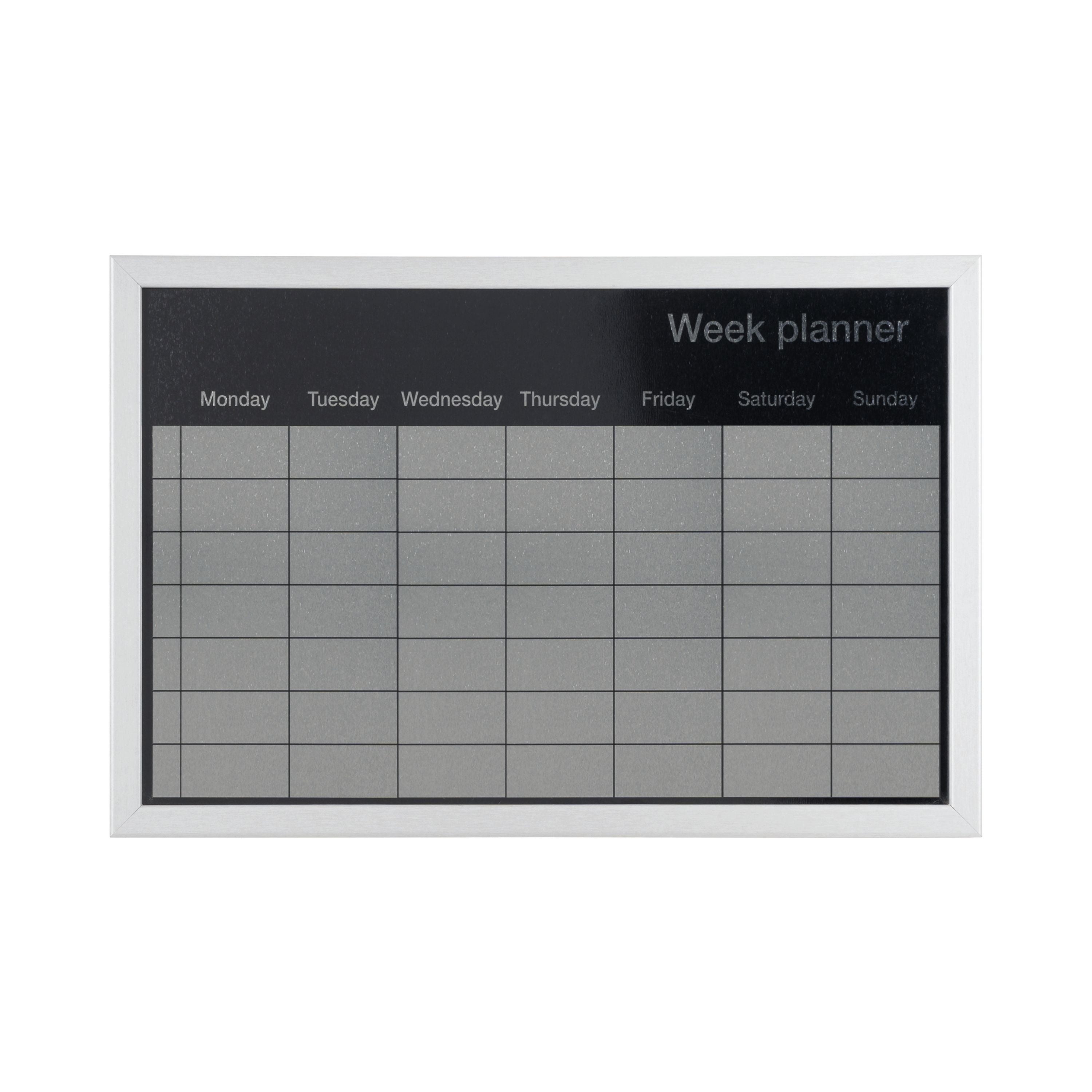 Bi-office Magnetic Weekly Silver Finish Planner Grey Frame 60x40cm Mm03108529