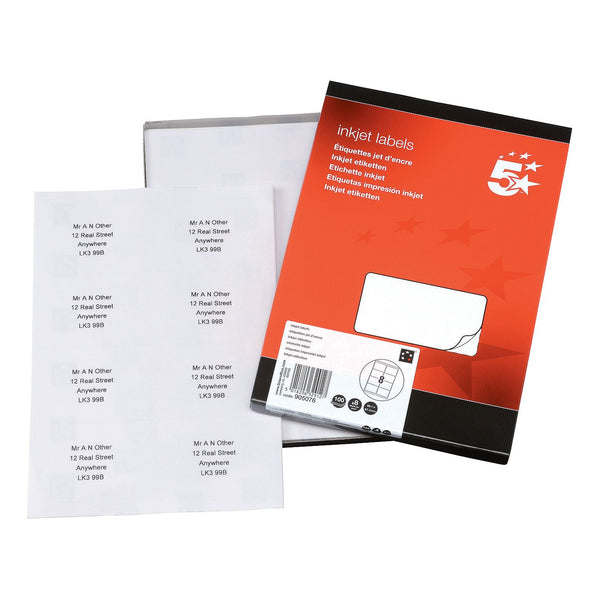 5 Star Office Addressing Labels Inkjet 99.1x67.7mm White (pack Of 800)
