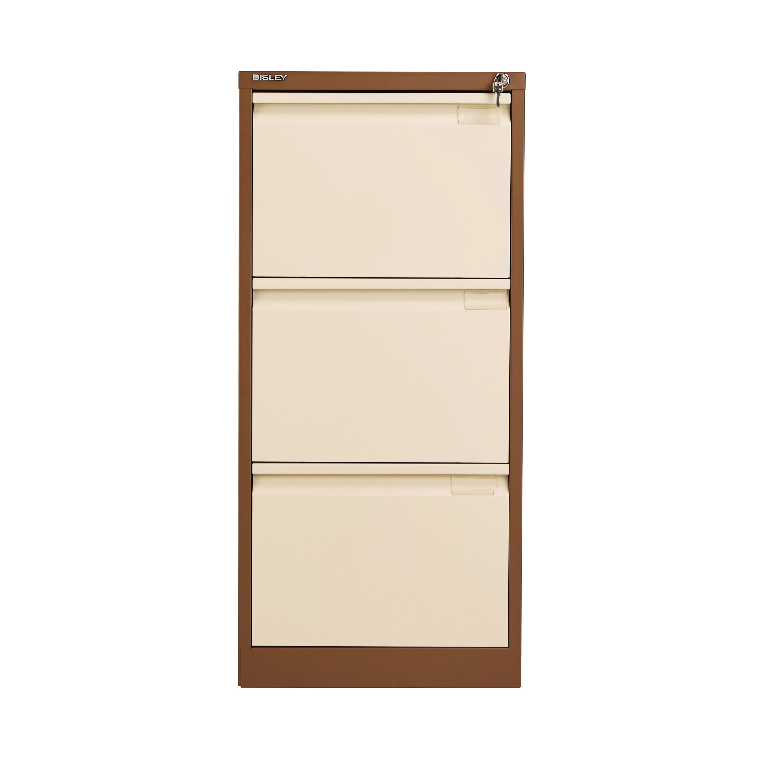 Bisley 3 Drawers Filing Cabinet Lockable 470x622x1016mm Coffee/cream Bs3ec/c
