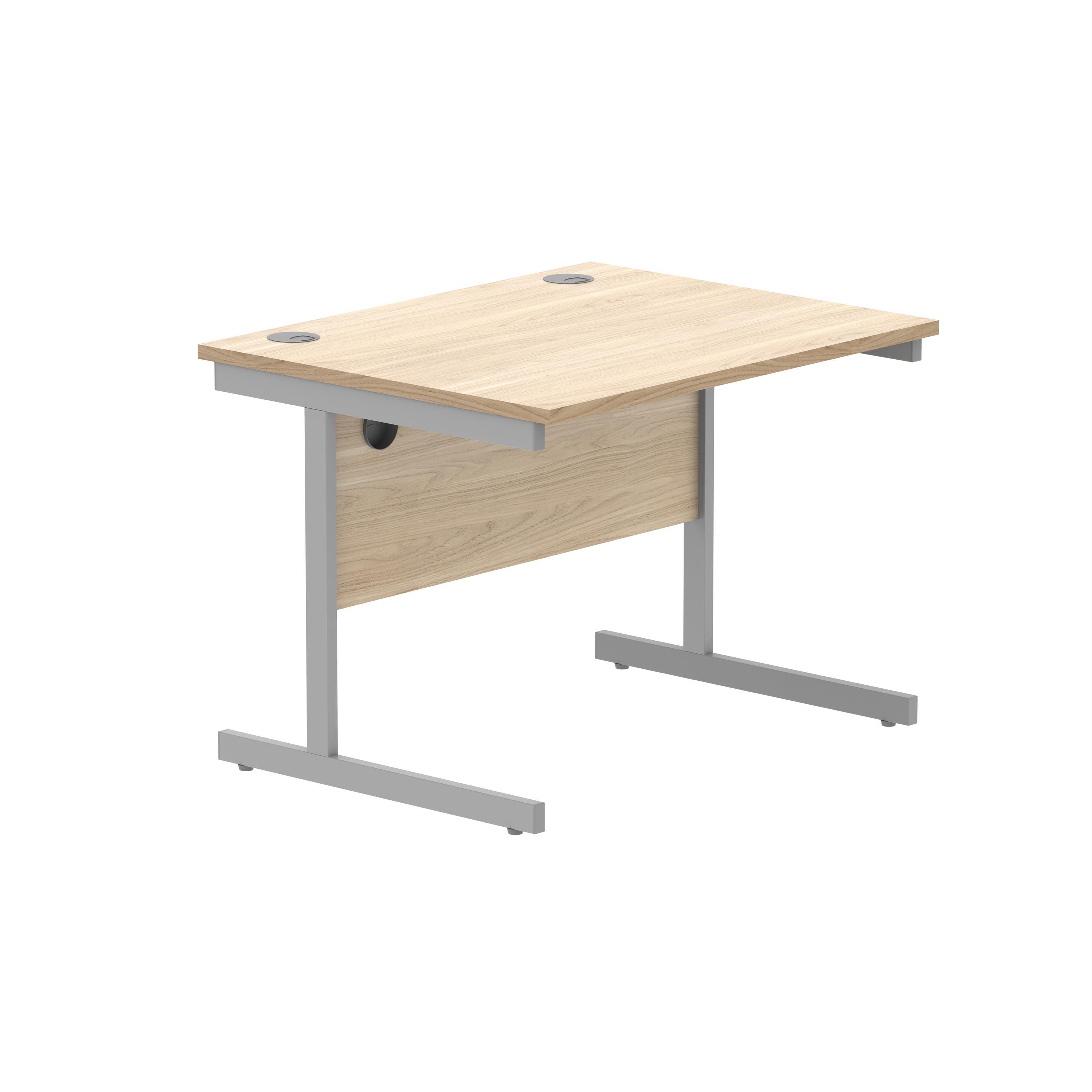 Astin Rectangular Single Upright Cantilever Desk 800x800x730mm Oak/silver Kf800050