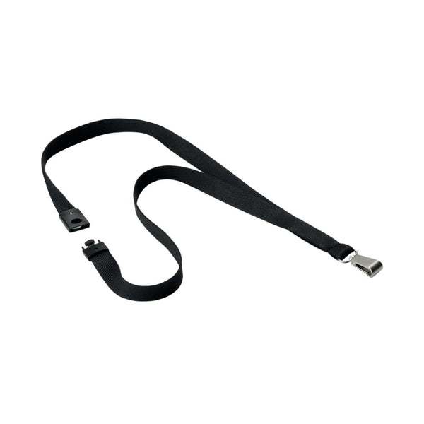 Durable Textile Lanyard With Metal Carabiner 15mm Wide Black (pack Of 10) 812701