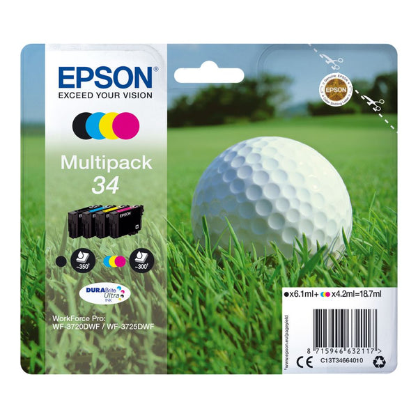 Epson 34 Golf Ball Durabrite Ultra Ink Cartridge Cmyk Multipack C13t34664010