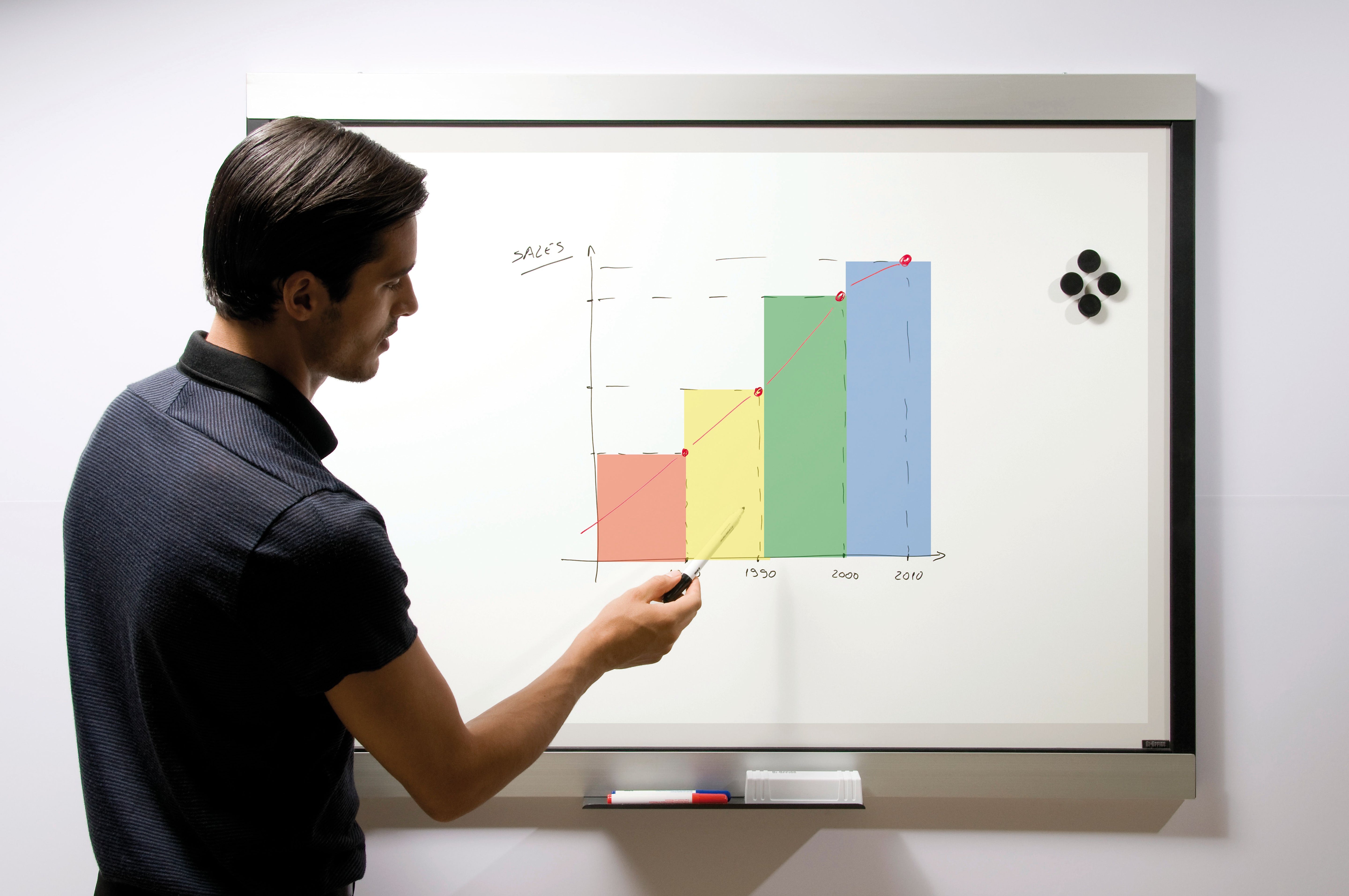 Bi-office Expression Whiteboard Magnetic Ceramic Surface Aluminium Frame 180x120cm Exp270301