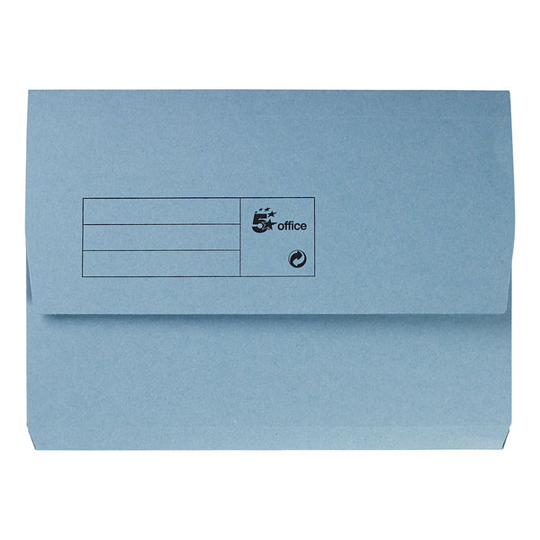 5 Star Office Document Wallet Half Flap 285gsm Recycled Capacity 32mm A4 Blue  (Pack of 50)