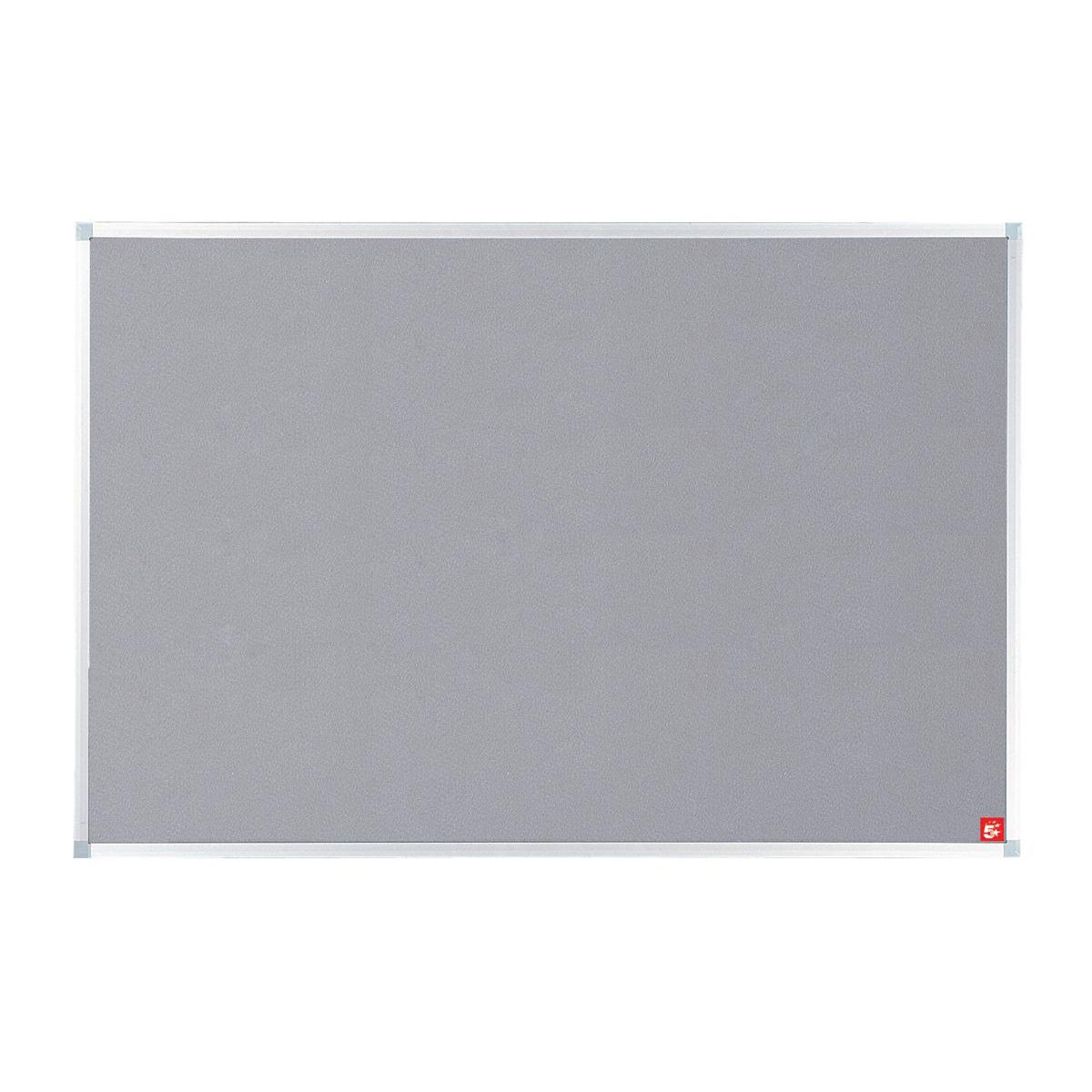 5 Star Office Felt Noticeboard With Fixings And Aluminium Trim 1200x900mm Grey