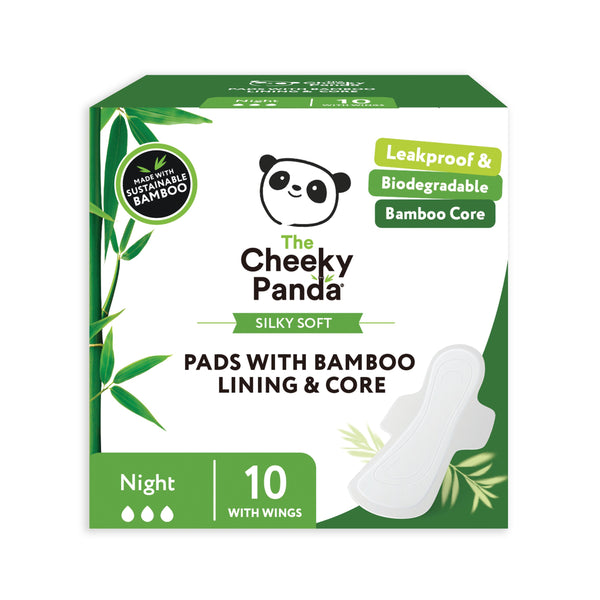 Cheeky Panda Pads With Bamboo Lining Core Night  (Pack of 6)