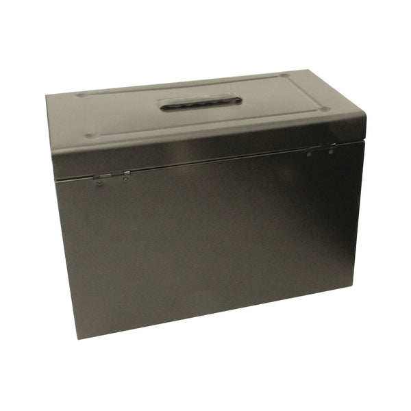 Cathedral Metal File Box Home Office Foolscap Black Hobk