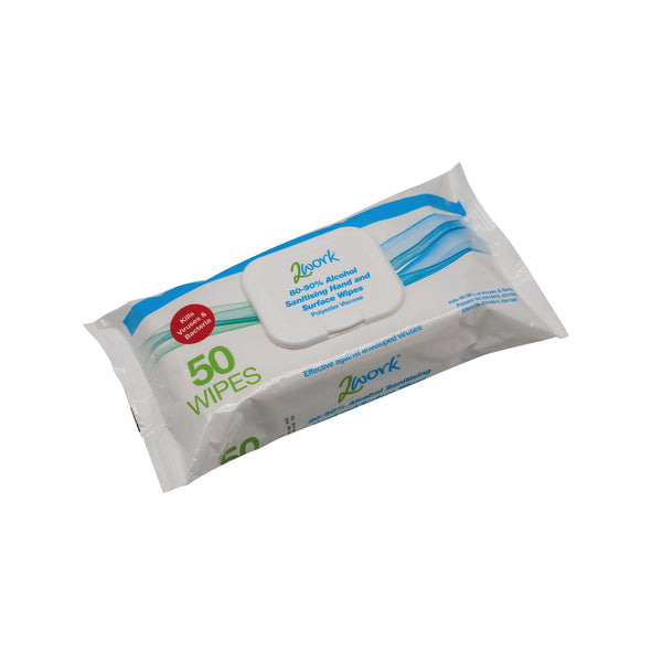 2work Antibacterial Alcohol Hand Wipes Unfragranced (pack Of 50) 2w03485