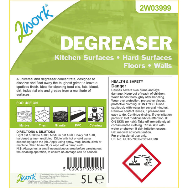 2WORK Kitchen Cleaner And Degreaser 5 Litre  (Pack of 1)