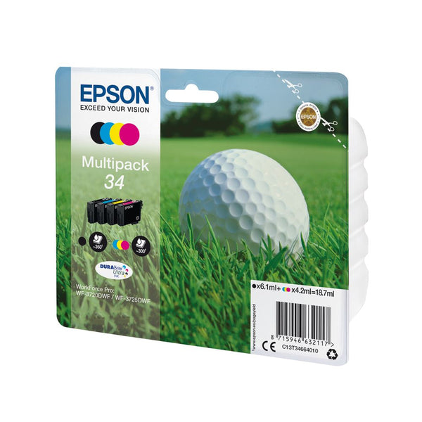 Epson 34 Golf Ball Durabrite Ultra Ink Cartridge Cmyk Multipack C13t34664010