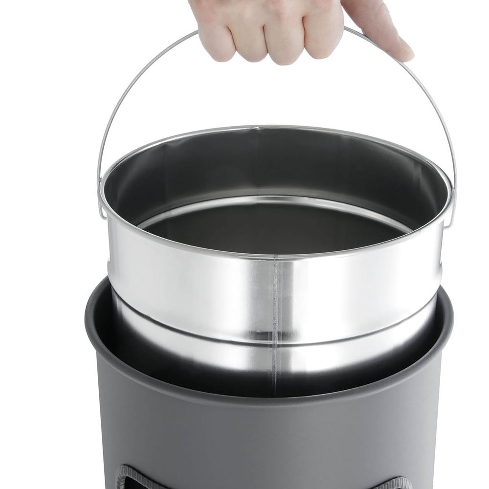 Durable Waste Bin 17 Litre Round With Ashtray Silver 333023