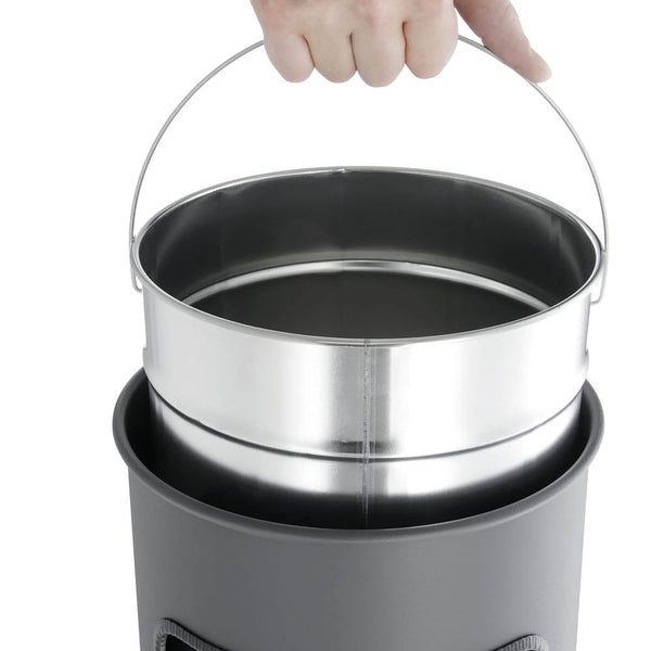Durable Waste Bin 17 Litre Round With Ashtray Silver 333023