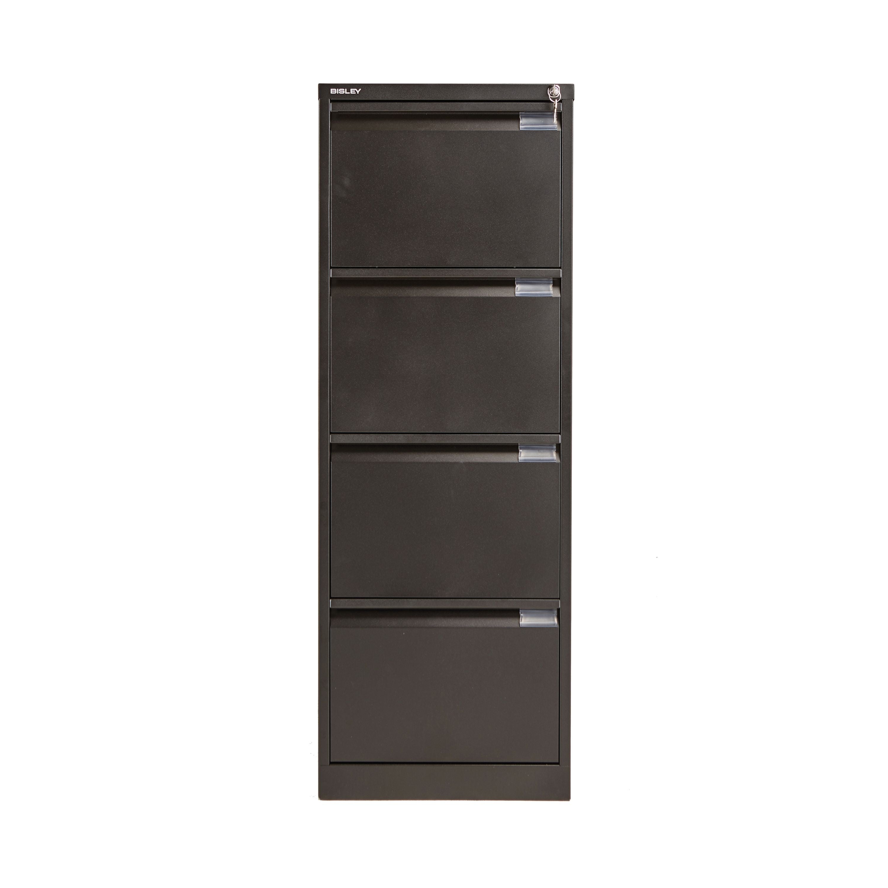 Bisley 4 Drawer Filing Cabinet Lockable 470x622x1321mm Black Bs4e Black