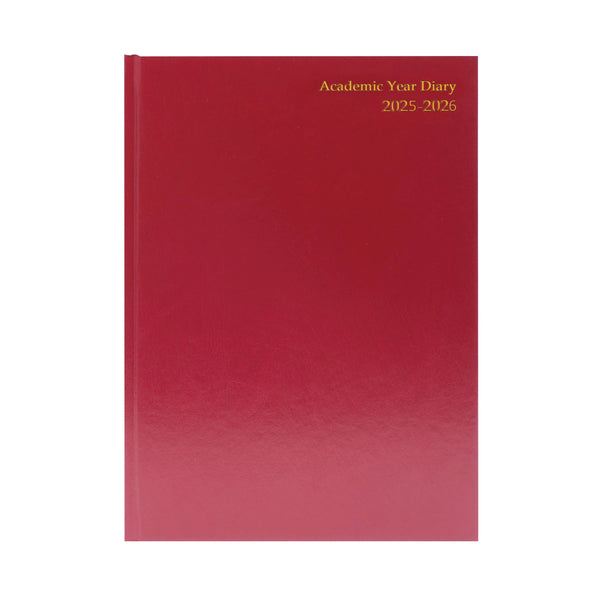 5 Star Academic Diary Week To View A4 Burgundy 2025-2026 Kf3a4abg25