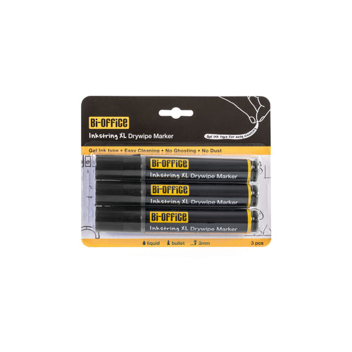 Bi-office Inkstring XL Drywipe Marker Black – (Pack of 3)