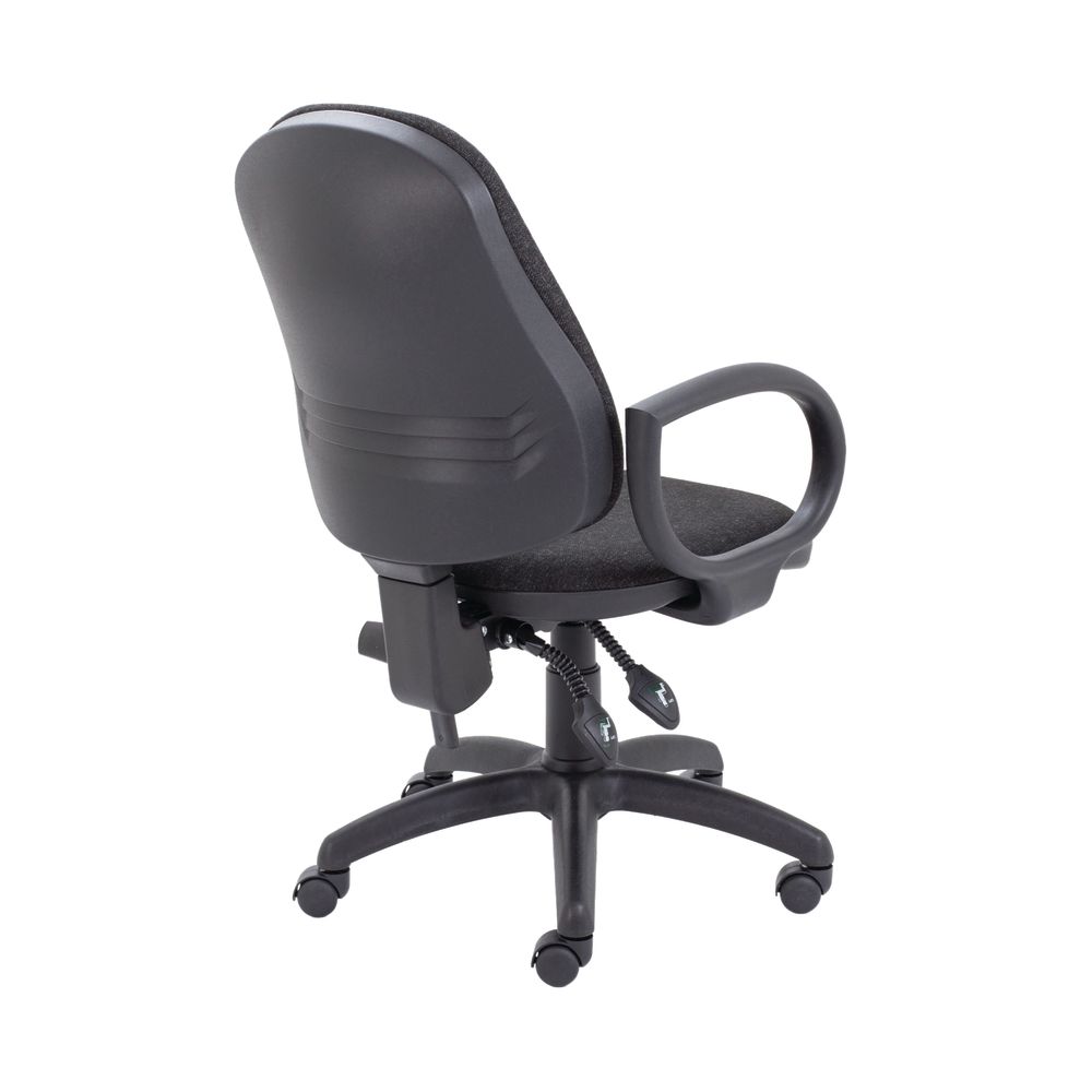 First High Back Operator Chair With Fixed Arms 640x640x985-1175mm Charcoal Kf839242