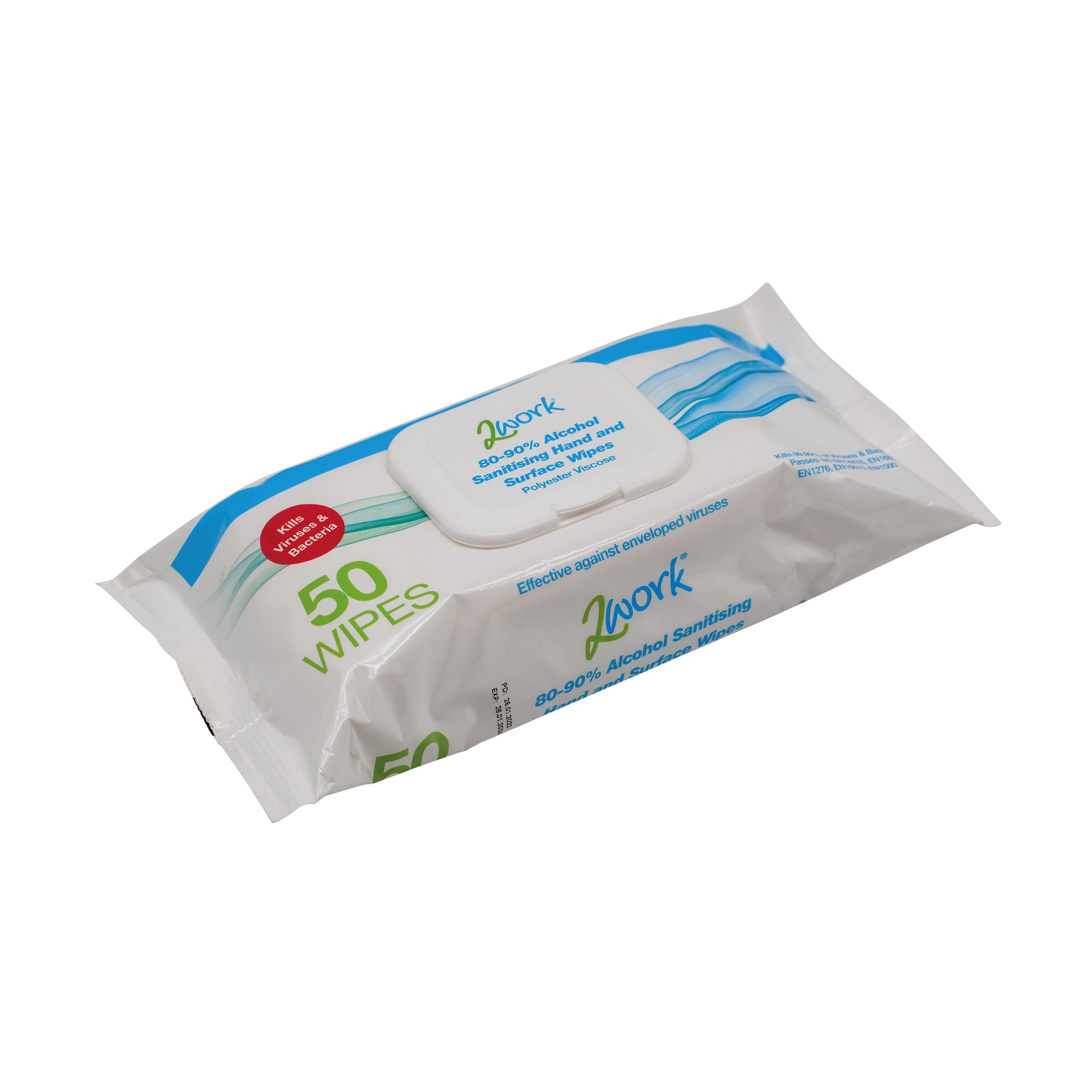 2work Antibacterial Alcohol Hand Wipes Unfragranced (pack Of 50) 2w03485