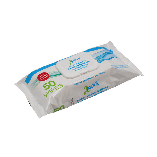2work Antibacterial Alcohol Hand Wipes Unfragranced (pack Of 50) 2w03485