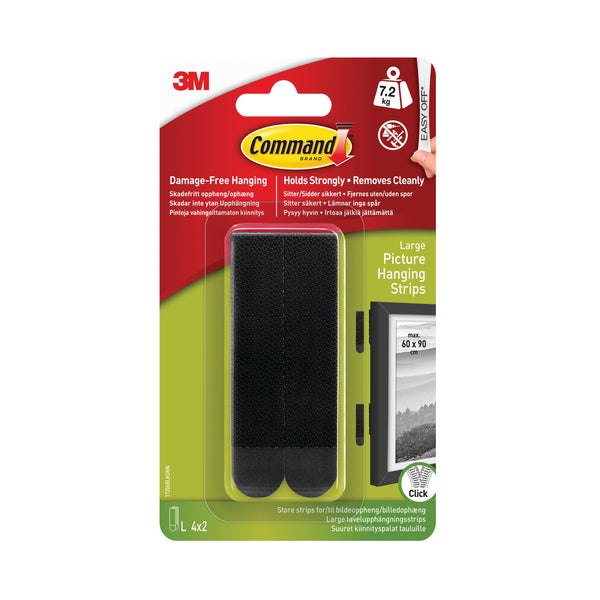 Command Large Picture Hanging Strips Black – (Pack of 4)