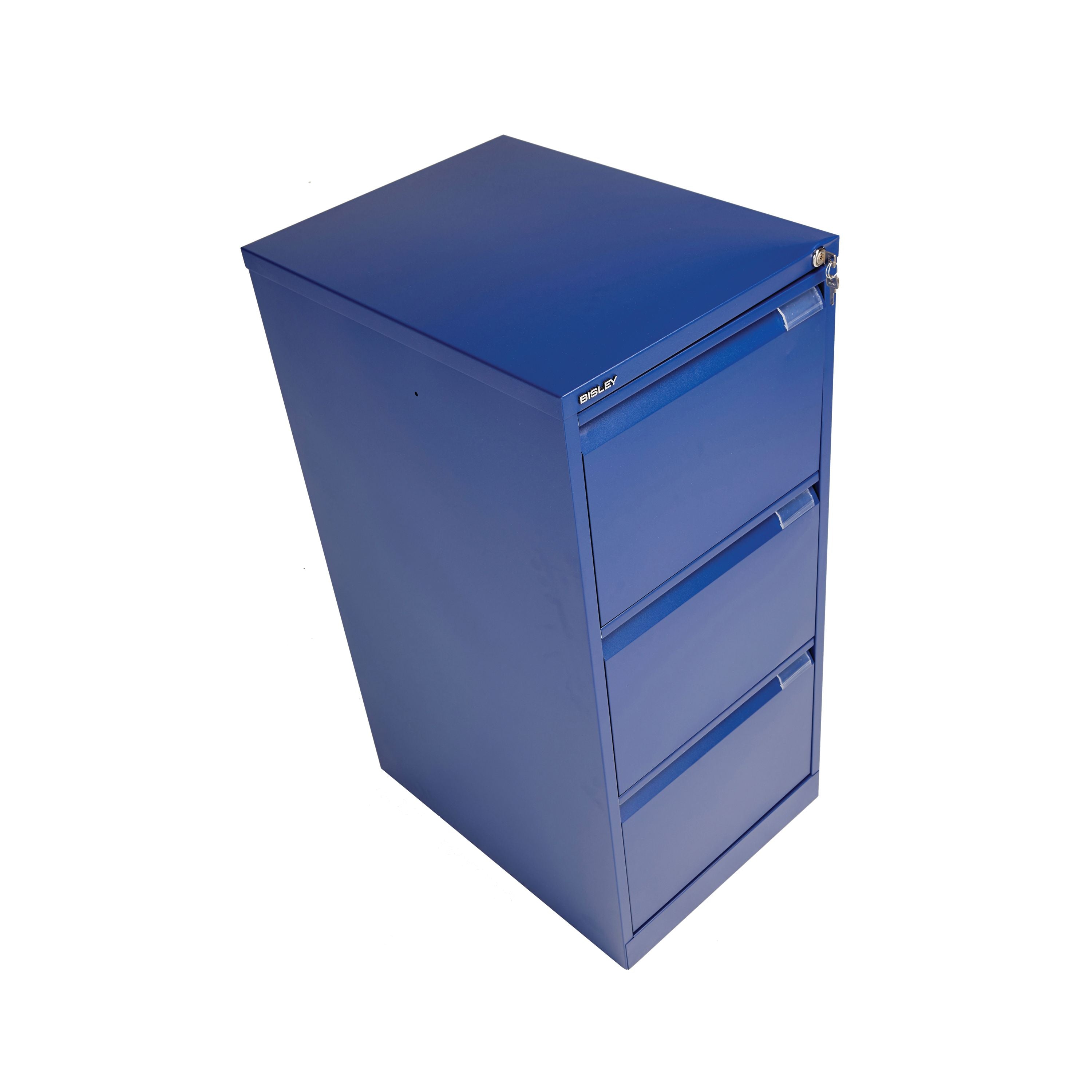 Bisley 3 Drawers Filing Cabinet Lockable 470x622x1016mm Blue Bs3e/blue