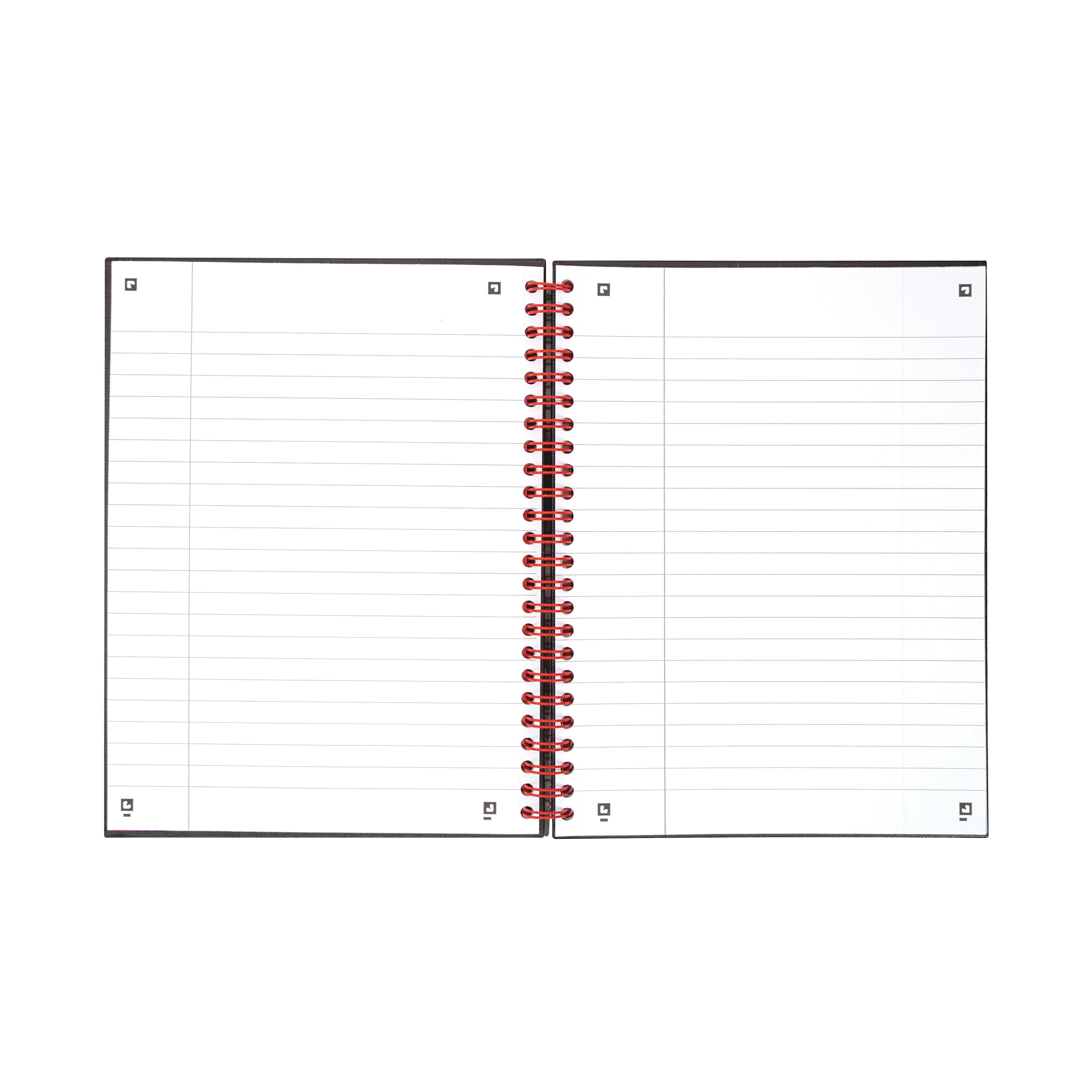 Black N Red Wirebound Ruled Margin Hardback Notebook 140 Pages A5 – (Pack of 5)
