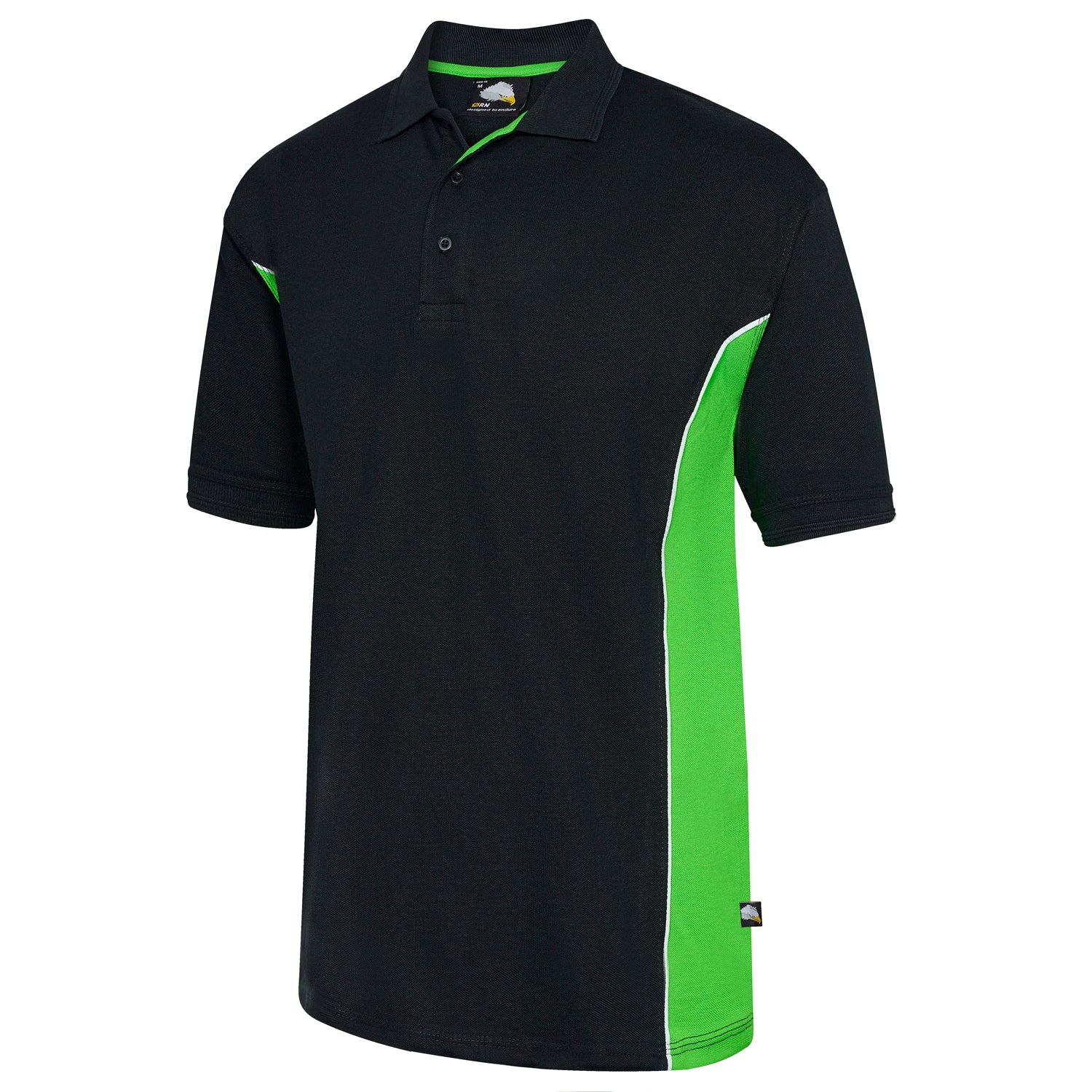 ORN Silverswift Two Tone Workwear Polo Shirt - Black/Lime