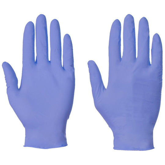 Supertouch powderfree blue nitrile gloves, disposable, medical and industrial grade, box of 100.