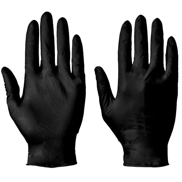 Supertouch powderfree black nitrile gloves, strong and flexible, for multi-purpose disposable protection.