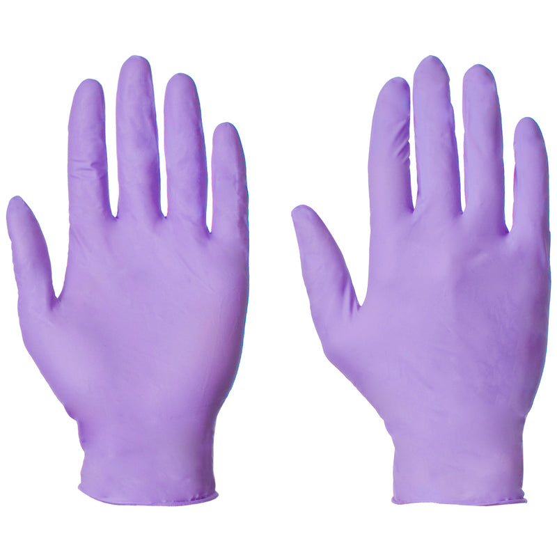 Supertouch powderfree purple nitrile gloves, allergy-free, suitable for food handling and engineering.