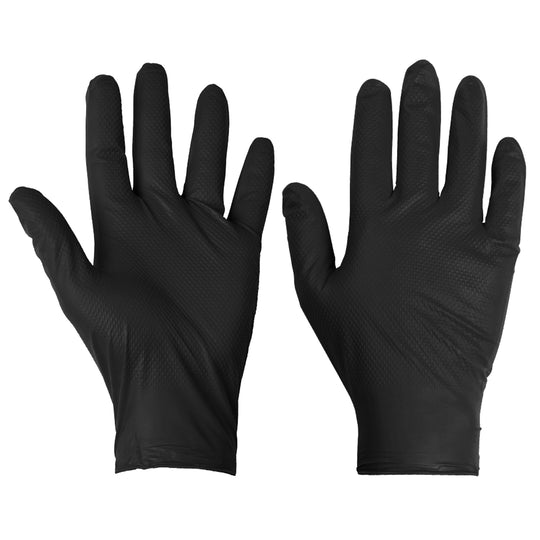 Supertouch PG-901 Disposable Nitrile Diamond Grip Gloves in black colour