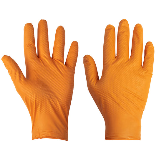 Supertouch PG-901 Disposable Nitrile Diamond Grip Gloves in orange colour