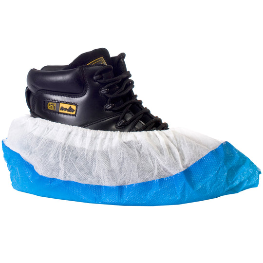 White deluxe CPE/PP non-slip overshoe.
