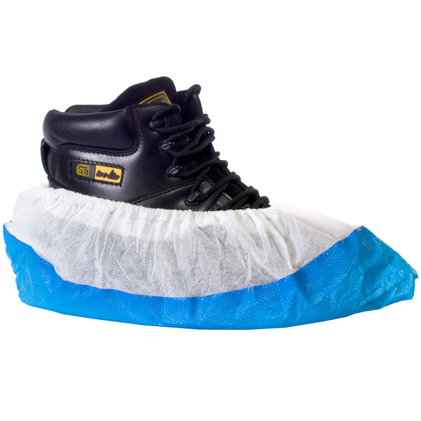 White deluxe CPE/PP non-slip overshoe.