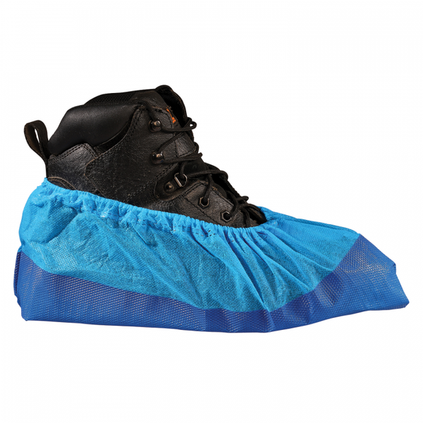 Blue deluxe CPE/PP non-slip overshoe for floor protection.